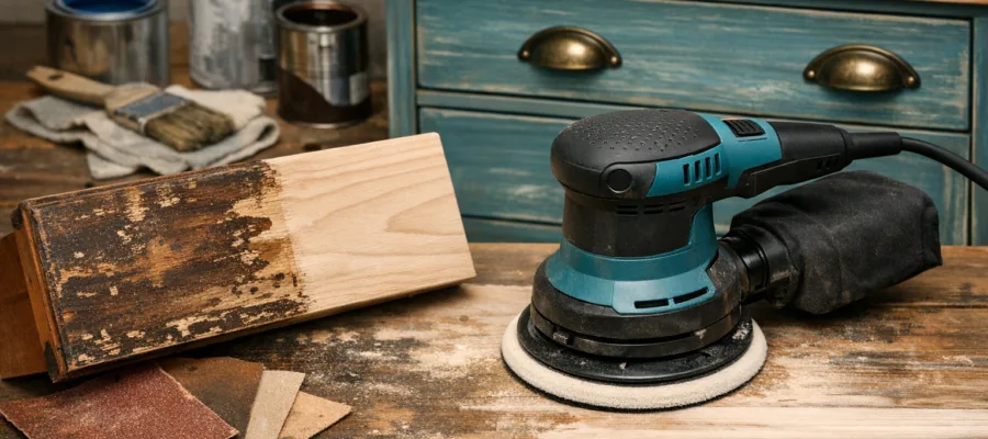 Upcycling von Moebeln: Neues Finish mit dem Exzenterschleifer erzielen